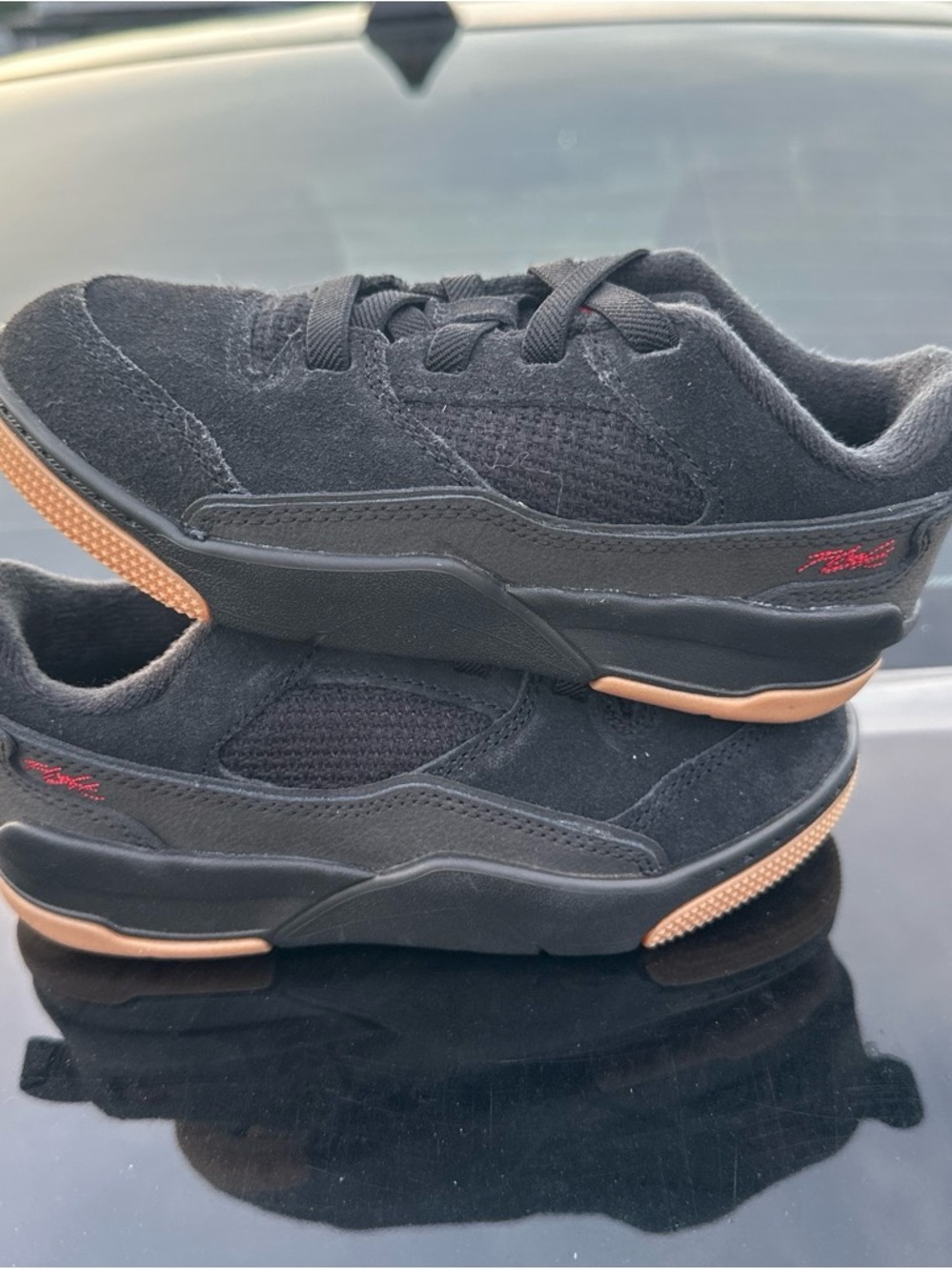 Jordan Flight Court Unisex Kids Low Top Sneakers Black/Red/Tan US 12C
